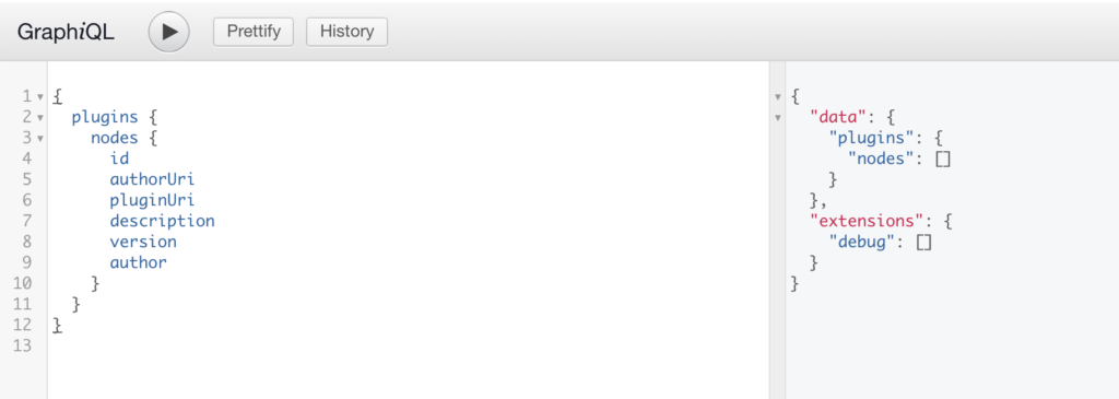 Screenshot of a GraphQL Query for a list of plugins from an unauthenticated user